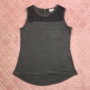 Grey tank with zipper detail